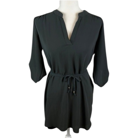 Meraki Dark Grey Tunic Tie Top Size M - Picture 1 of 9